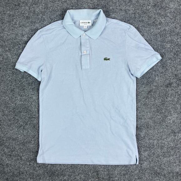 Lacoste Polo Shirt Mens Size S Light Blue Slim Fit Croc Logo Classic Casual - Picture 1 of 10